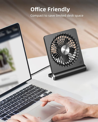 Personal USB Desktop Fan 6-Inch Quiet 3-Speed Air Circulator Black Portable Cooling for Home Office Bedroom Nightstand Computer Laptop