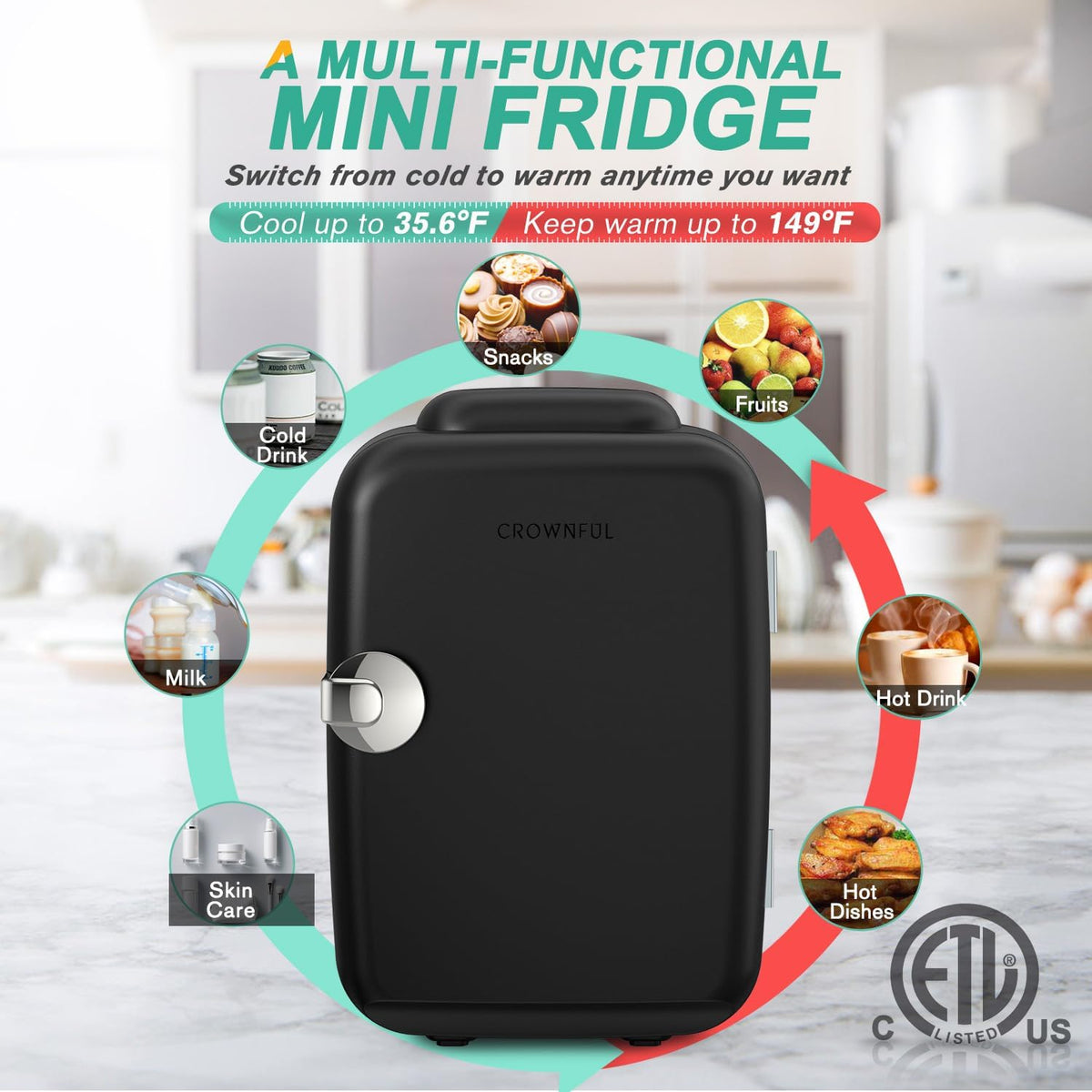 Mini-réfrigérateur avec fonction chaud/froid, petit réfrigérateur pour cosmétiques, mini-réfrigérateur portable pour dortoir et voiture
