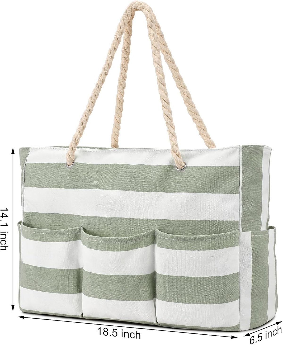 Sac fourre-tout en toile pour la plage, grand sac étanche avec fermeture éclair et 7 poches, sac de plage pour la piscine et les voyages