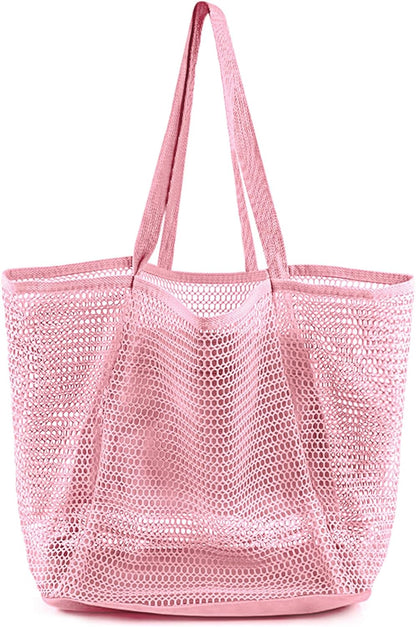 Ambiance estivale | Sac de plage en maille avec grande poche intérieure | Design anti-sable pour un voyage en toute simplicité