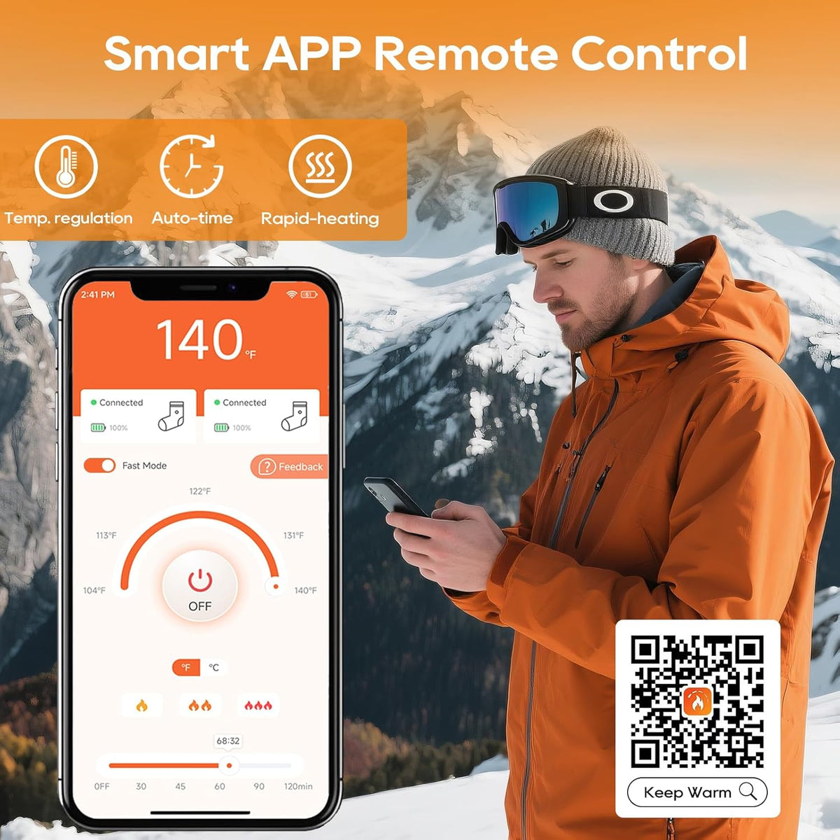 Thermal Socks | Heated Temperature Control Socks with App Control | Four Heat Levels for Ultimate Comfort