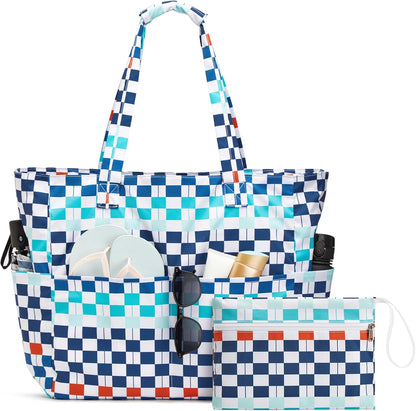 Sac de plage imperméable et anti-sable, cabas de plage pliable avec compartiment pour affaires mouillées, sac de plage extra large pour le voyage