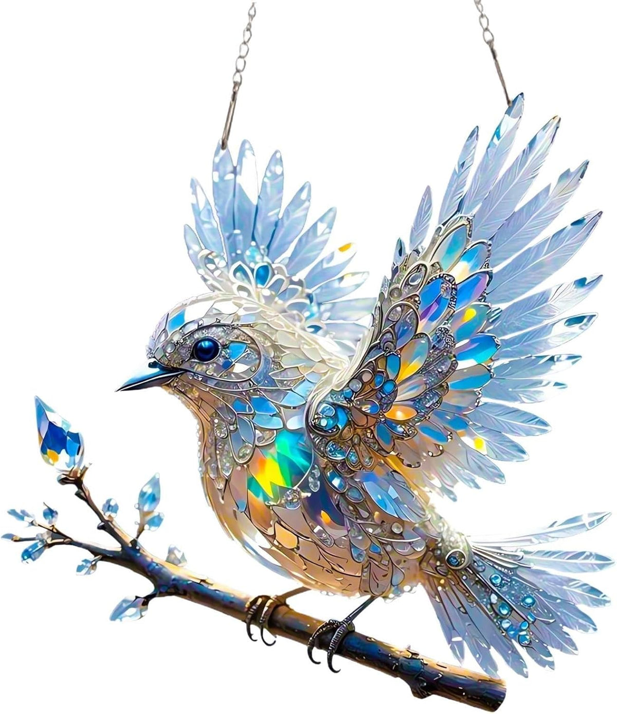 Ornement d’oiseau en cristal pour fenêtre – Décoration lumineuse réfléchissante pour la maison
