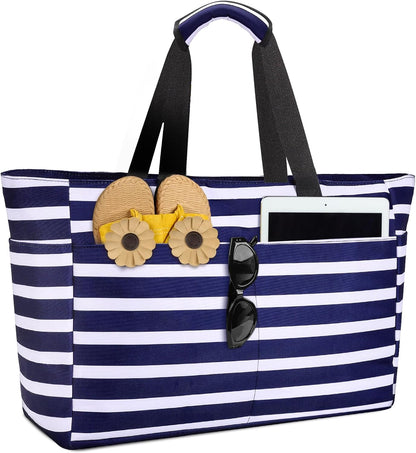 Ultimate Beach Tote | Extra Large Waterproof Bag with Zippered Wet Compartment | Lightweight & Foldable for Easy Travel