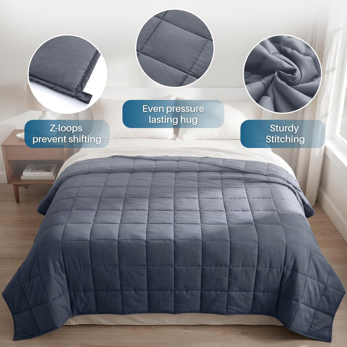 Confort douillet | Couverture lestée pour adultes en tissu rafraîchissant | Design respirant toutes saisons pour une détente absolue
