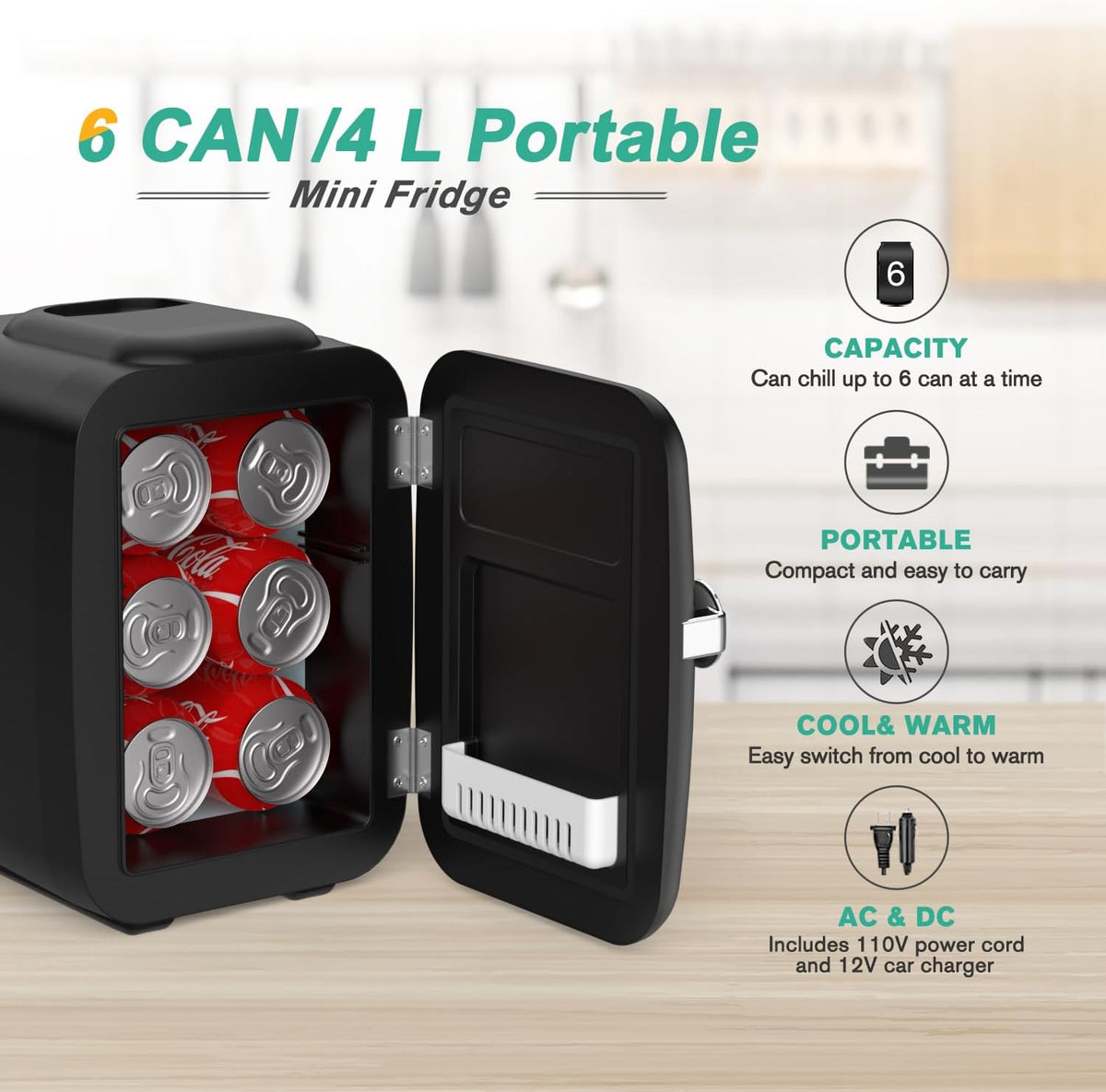 Mini-réfrigérateur avec fonction chaud/froid, petit réfrigérateur pour cosmétiques, mini-réfrigérateur portable pour dortoir et voiture
