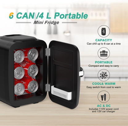 Mini-réfrigérateur avec fonction chaud/froid, petit réfrigérateur pour cosmétiques, mini-réfrigérateur portable pour dortoir et voiture
