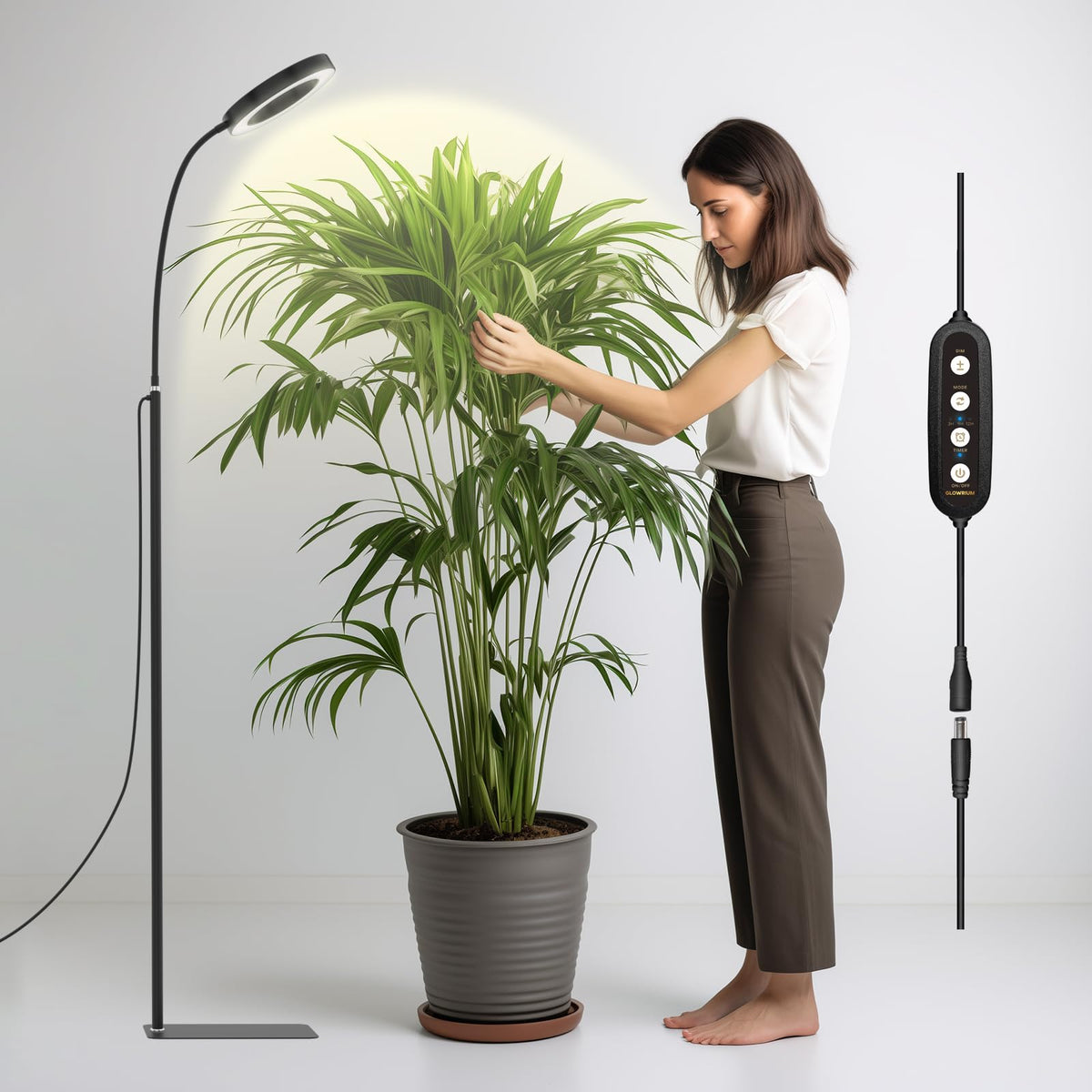 20W Full-Spectrum LED Plant Light with Automatic Timer & Height-Adjustable Stand | 6 Brightness Levels, 3 Color Modes for Indoor