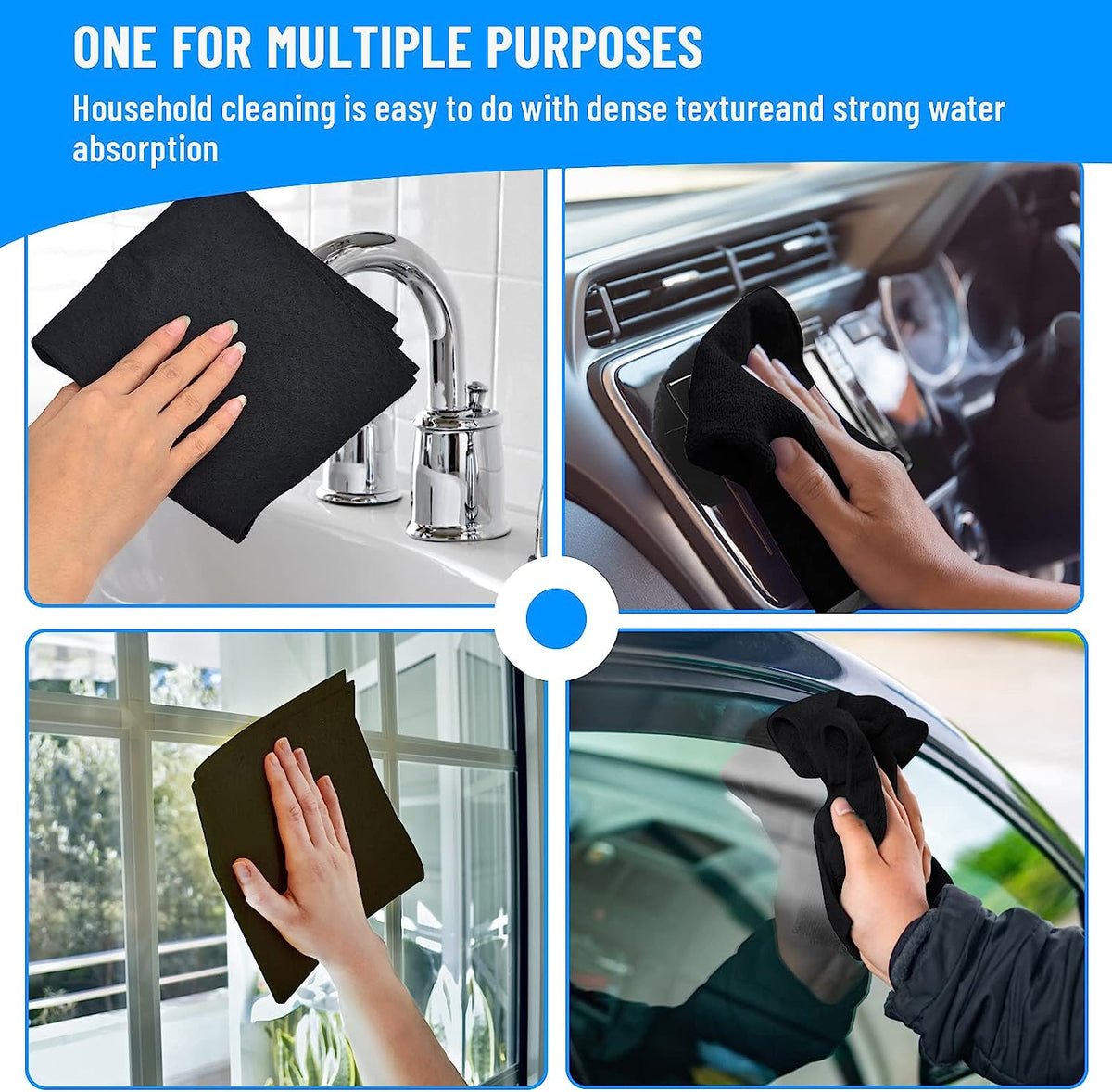 Streak-Free Microfiber Cleaning Cloths for Glass, Mirrors & Stainless Steel – Lint-Free, Scratch-Free, Ultra Absorbent, Machine Washable &