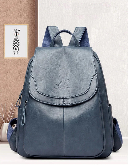 Sac à dos en cuir de vachette, compartiments multiples et fermeture sécurisée