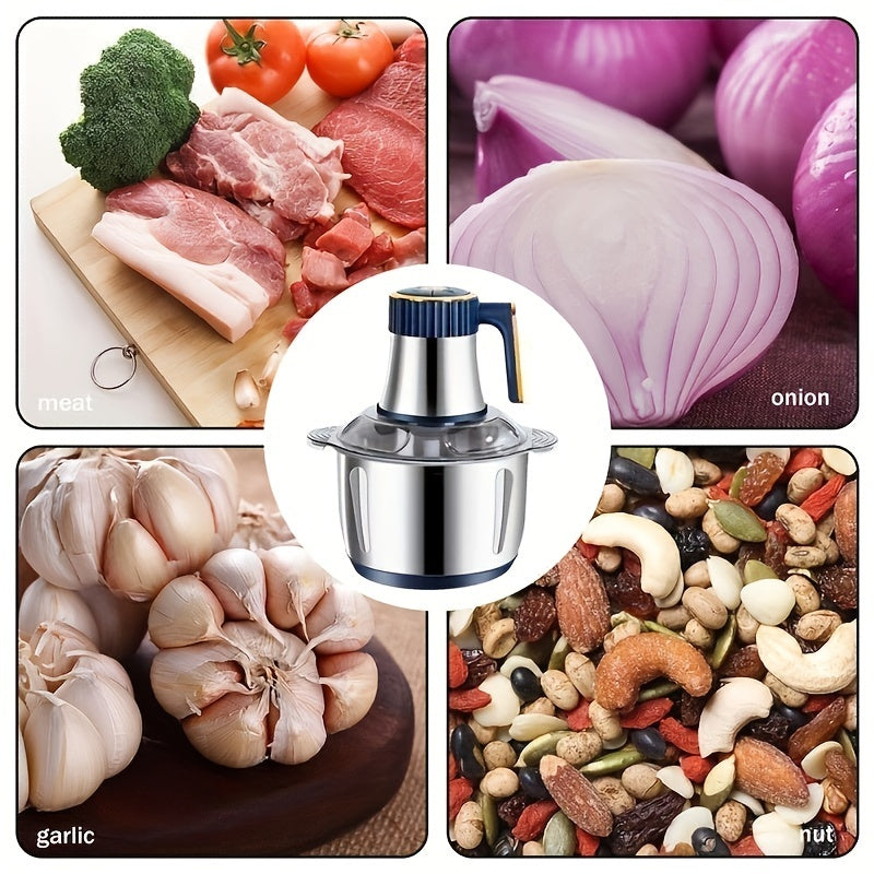 Electric Multi-Purpose Chopper 5 Quart Bowl Stainless Steel 5000 RPM Motor for Meat Vegetables Garlic Onion Salad Prep Home Kitchen Applianc