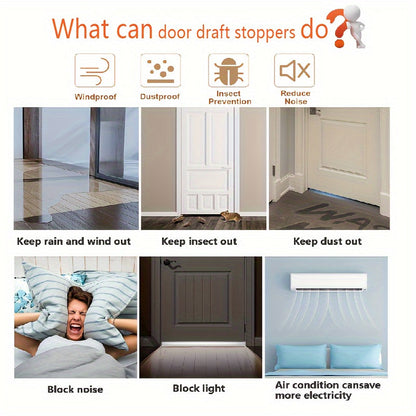 Silicone Door Draft Stopper with Adhesive Backing for Energy Savings & Noise Reduction | Under Door Seal Strip for Home Insulation