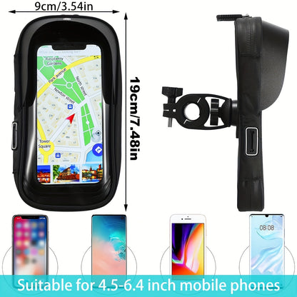 Handlebar Smartphone Mount Waterproof Case 7.5×3.5 in 360° Swivel for Bike Motorcycle E-Bike GPS Navigation Screen Protection Touchscreen
