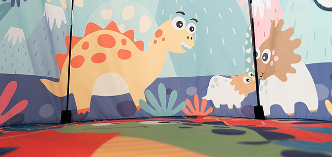 Children's Dinosaur Play Tent with Mesh Windows for Indoor & Outdoor Adventures, Navy Blue Portable Teepee Playhouse for Kids