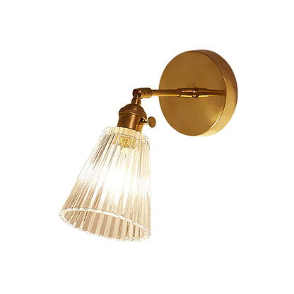 Industrial Sconce Light with Textured Glass Shade and Warm Metal Finish for Bedroom Entryway Loft Apartment Corridor