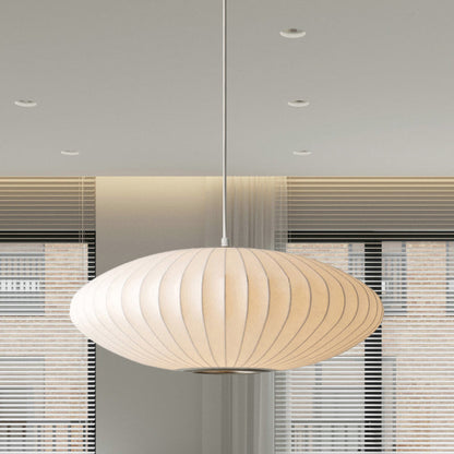 White Fabric Drum Pendant Light with Adjustable Cord for Kitchen Island Dining Room Bedroom Living Room Modern Ceiling Fixture