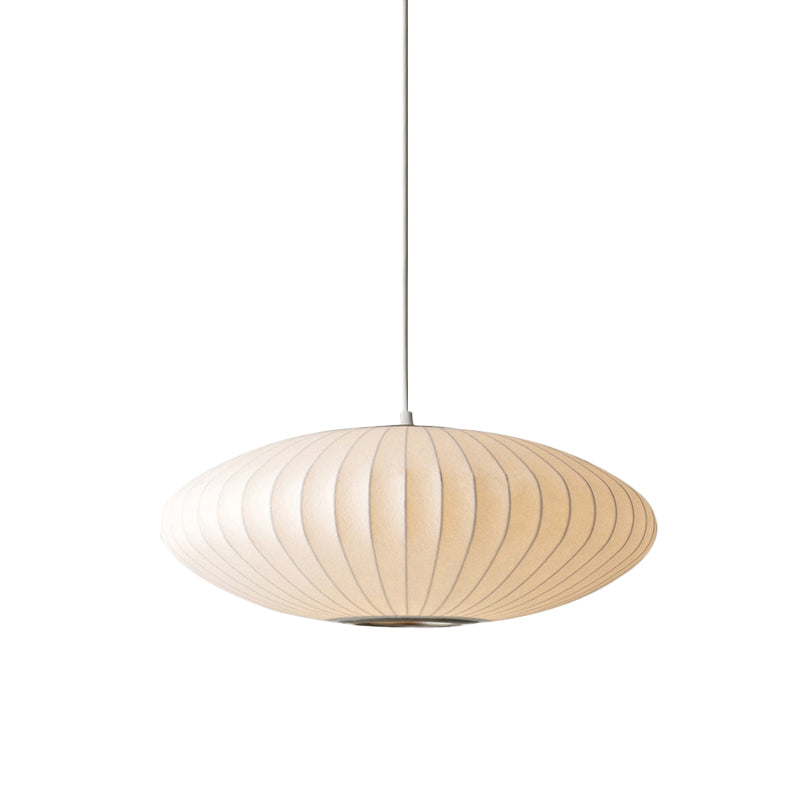 White Fabric Drum Pendant Light with Adjustable Cord for Kitchen Island Dining Room Bedroom Living Room Modern Ceiling Fixture