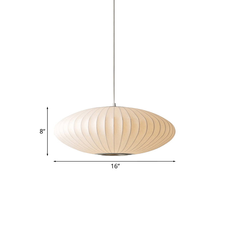 White Fabric Drum Pendant Light with Adjustable Cord for Kitchen Island Dining Room Bedroom Living Room Modern Ceiling Fixture