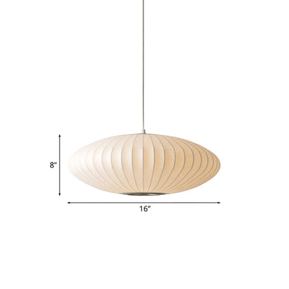 White Fabric Drum Pendant Light with Adjustable Cord for Kitchen Island Dining Room Bedroom Living Room Modern Ceiling Fixture