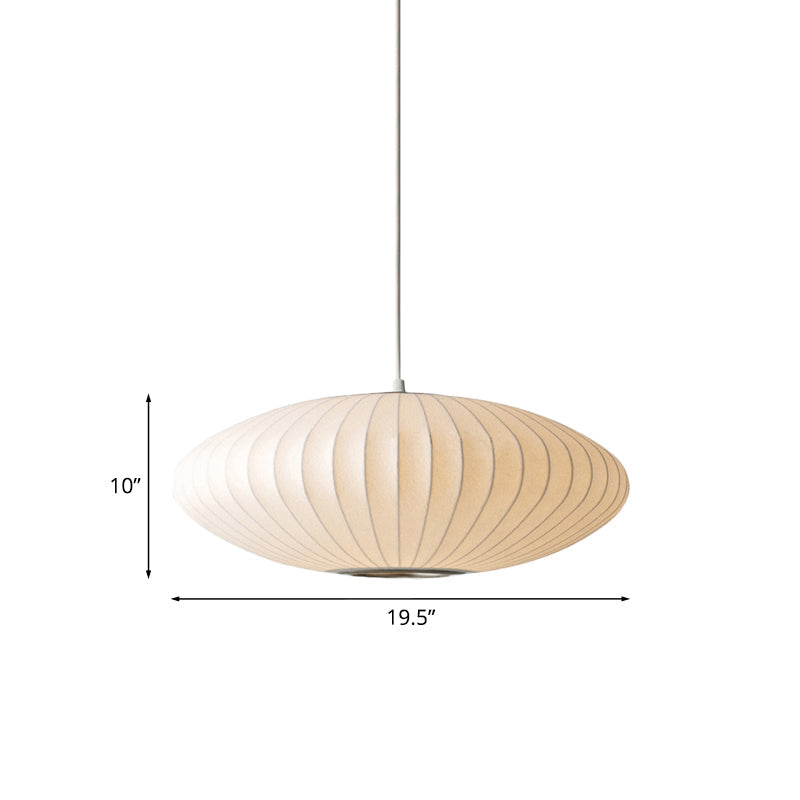White Fabric Drum Pendant Light with Adjustable Cord for Kitchen Island Dining Room Bedroom Living Room Modern Ceiling Fixture
