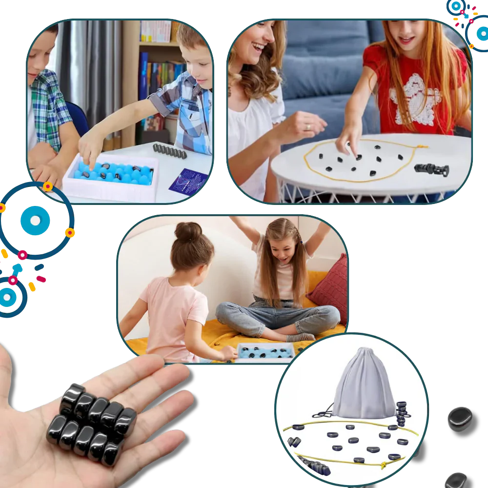 Tabletop Magnetic Repulsion Game – Strategic Spatial Puzzle for Family Gatherings, Travel-Friendly Game Night Challenge with Portable Rope B