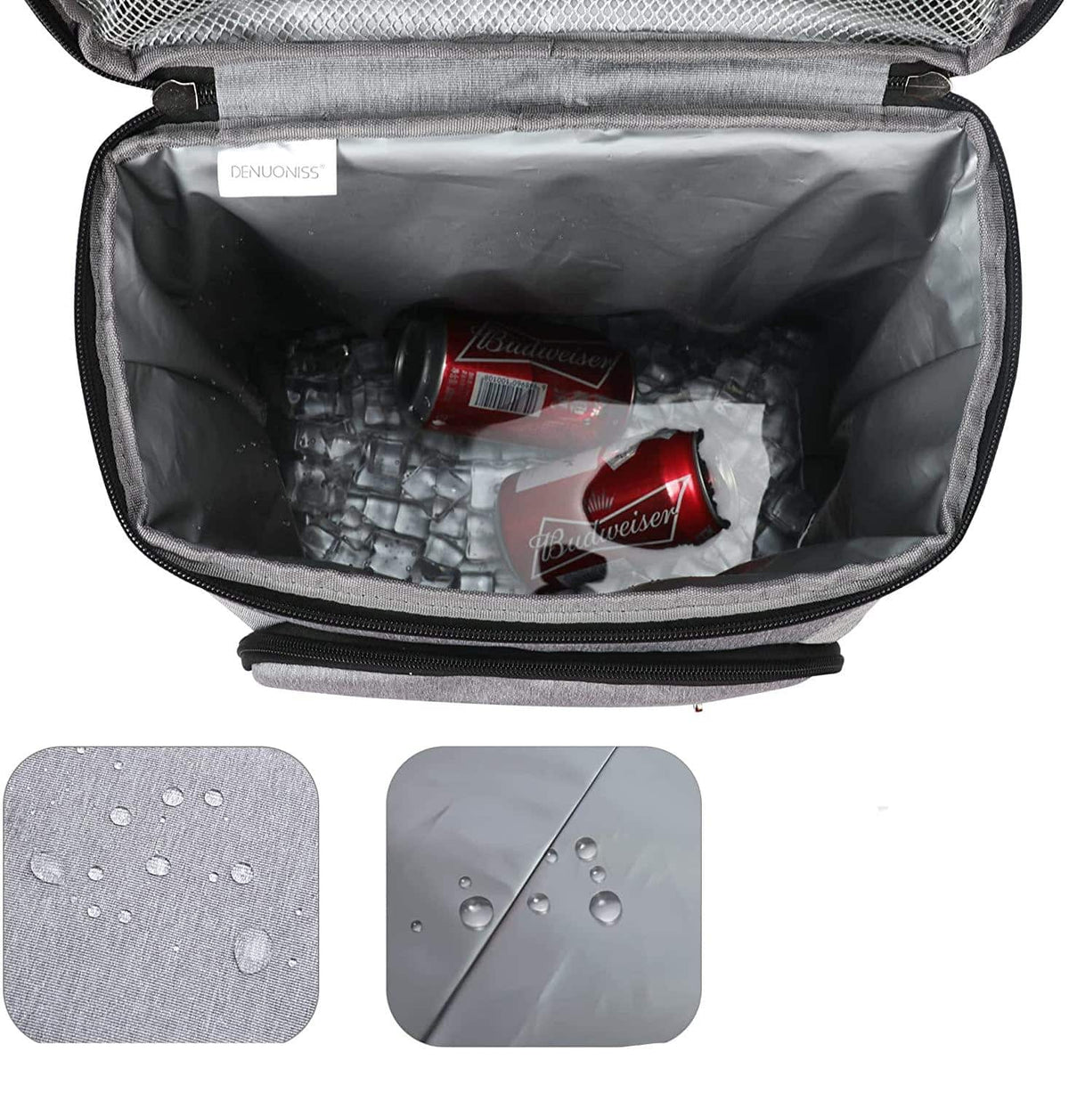 Insulated Backpack Cooler 30L Gray Hands-Free Thermal Bag for Hiking Beach Camping Picnics Keeps Food Cold 16 Hours Waterproof Daypack