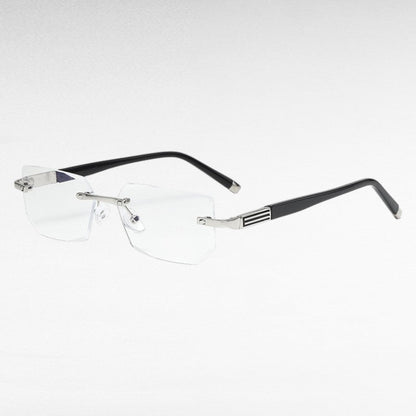 Progressive Reading Glasses with Blue Light Filter — Multifocal Lenses +1.00 to +4.00 Strength for Near and Distance Vision, Rimless Metal F