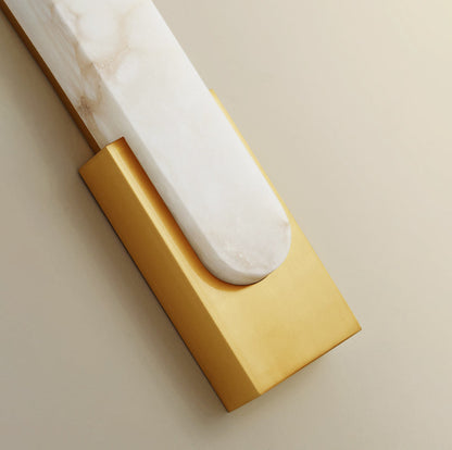 LED Sconce Light 20 Inch Vertical Alabaster Shade Gold Base Hardwired Modern Bedroom Hallway Wall Fixture for Contemporary Homes