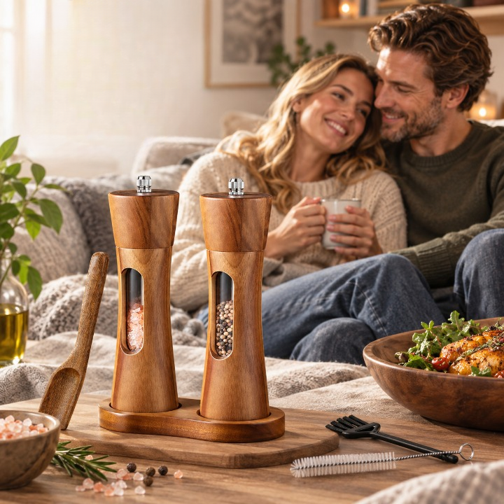 GRINDPEEK – Salt and Pepper Mill with Viewing Window for Convenient Use