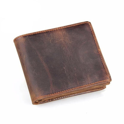 Genuine Cowhide Bifold Wallet for Men – Classic Style with RFID Protection & Card Slots