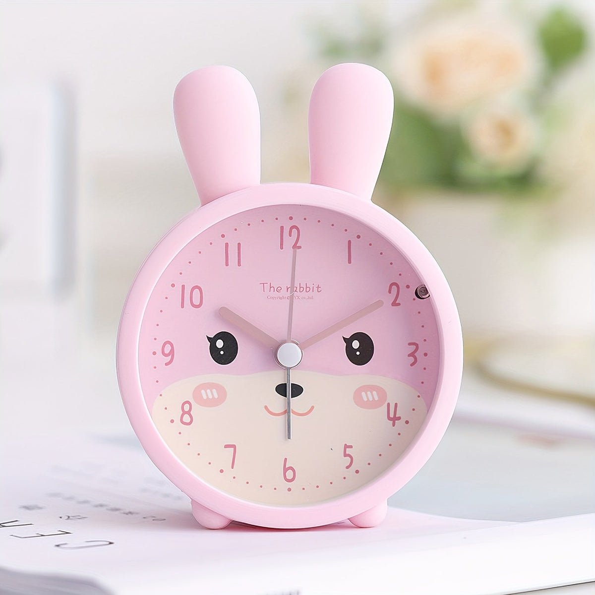 Silent Alarm Clock for Kids Bedroom with Bunny Design & Night Light