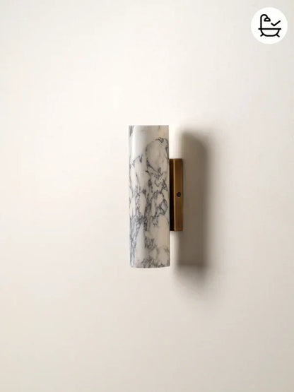 Natural Marble Sconce Dual Beam Design for Vanity Mirror Accent Hallway Bath Dimmable G9 LED Socket 9.4 Inch Height Stone Finish