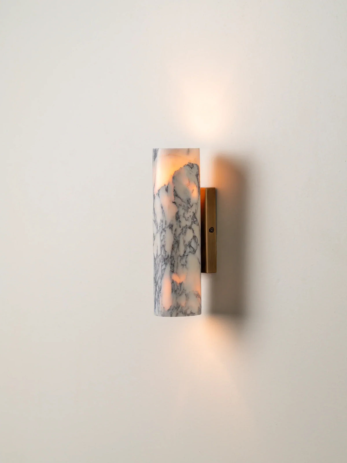 Natural Marble Sconce Dual Beam Design for Vanity Mirror Accent Hallway Bath Dimmable G9 LED Socket 9.4 Inch Height Stone Finish