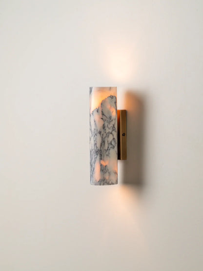 Natural Marble Sconce Dual Beam Design for Vanity Mirror Accent Hallway Bath Dimmable G9 LED Socket 9.4 Inch Height Stone Finish