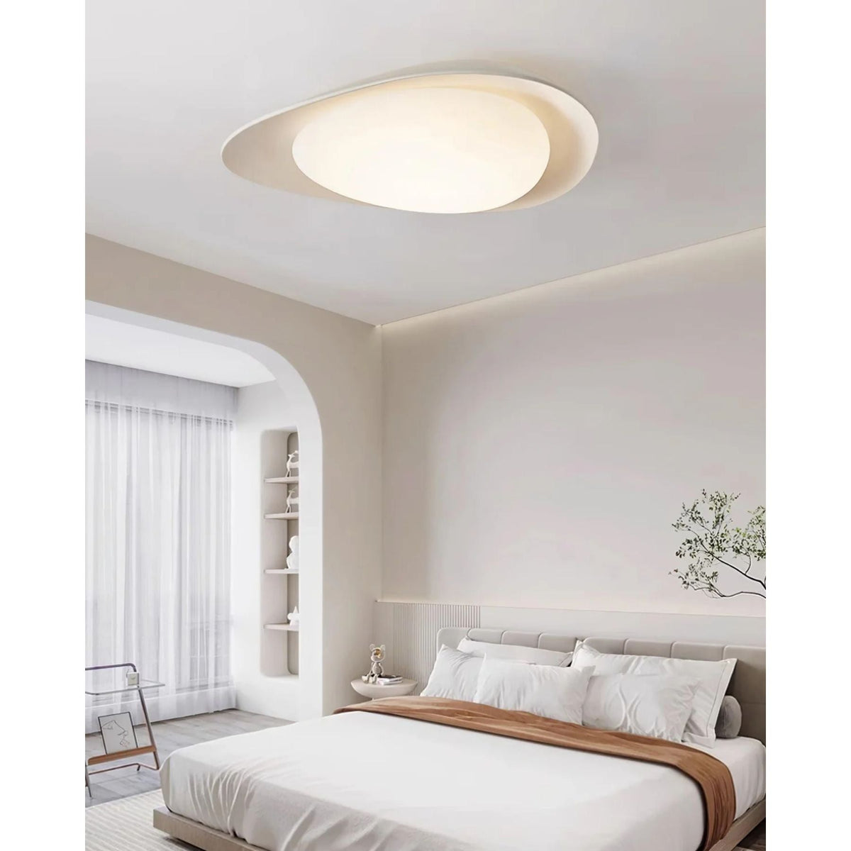 Flush Mount Ceiling Light Botanical Leaf Design Green 16 Inch Adjustable LED for Bedroom Kitchen Dining Room Natural Decor