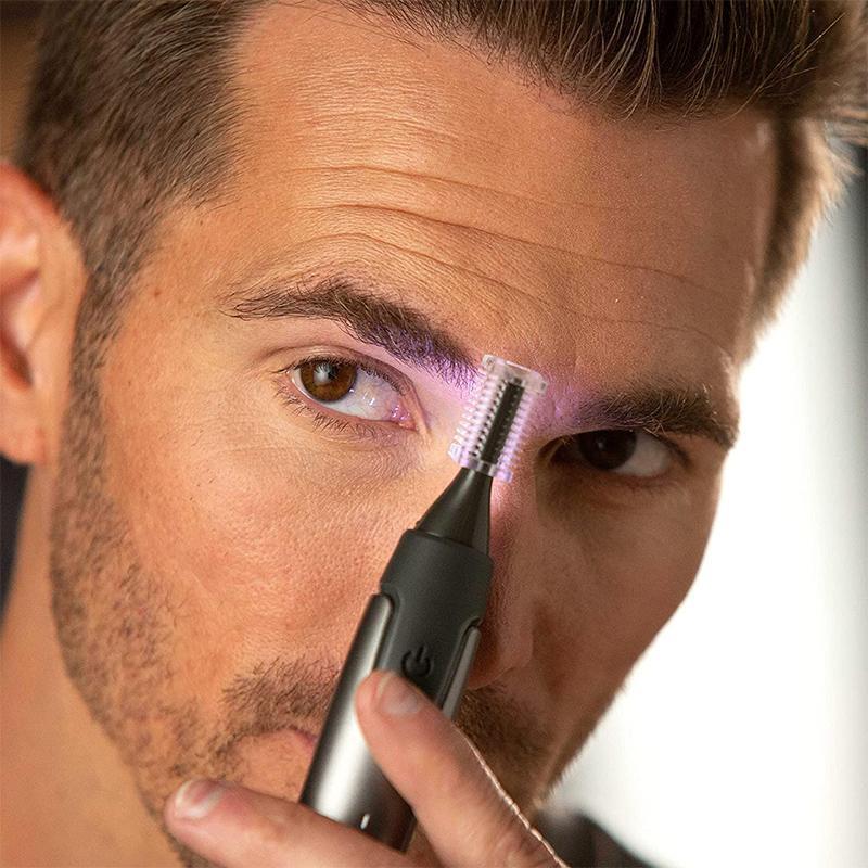 Precision Eyebrow Trimmer with LED Light – Ultra-Slim Electric Detail Shaver for Brows, Nose & Ears – Cordless Facial Hair Remover with