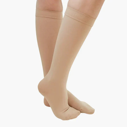 Graduated Compression Socks with Elastic Band for Swelling Relief & Circulation Support – Seamless Knee-High Design for Women & Men, Sizes