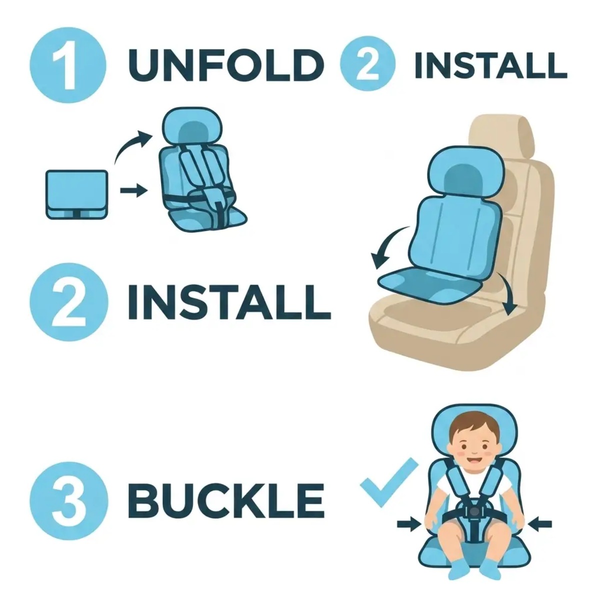 Collapsible Travel Booster Seat with 5-Point Harness for Kids 1-14 Years – Lightweight Car Safety Seat for Rideshares, Rentals & Family Trip