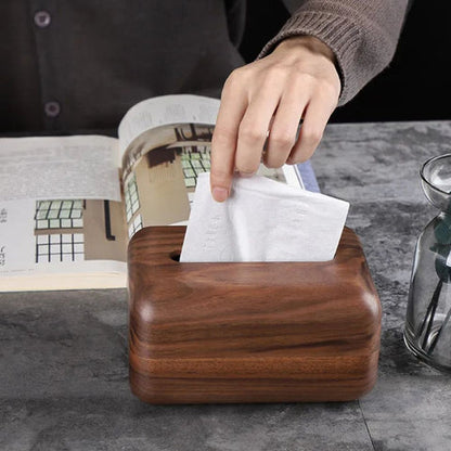 Distributeur de mouchoirs Eldrin - bois de noyer, design compact