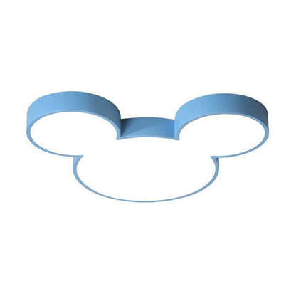 Cartoon Character LED Flush Mount Ceiling Light for Kids Room – Slim Low-Profile Design in Blue, Green, Pink & White with Integrated LED