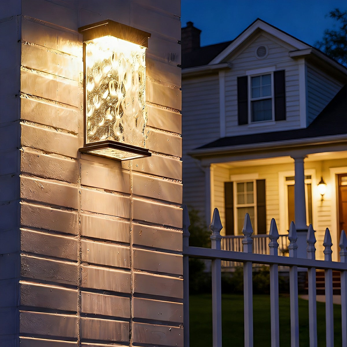 Outdoor Porch Sconce Dark Brown 11 in Height Rippled Glass LED Fixture 16W Warm White for Patio Garden Facade Entryway Exterior Weatherproof