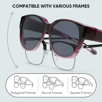 Polarized Over-Prescription Sunglasses UV400 Cat-Eye Wraparound Shades for Women & Men Driving Fishing Outdoor