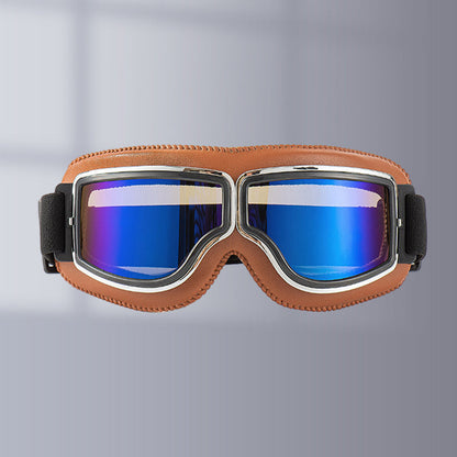 Retro Motorcycle Goggles with Adjustable Strap, UV Protection & Impact-Resistant Polycarbonate Lens for Riding, Cycling & Outdoor Use