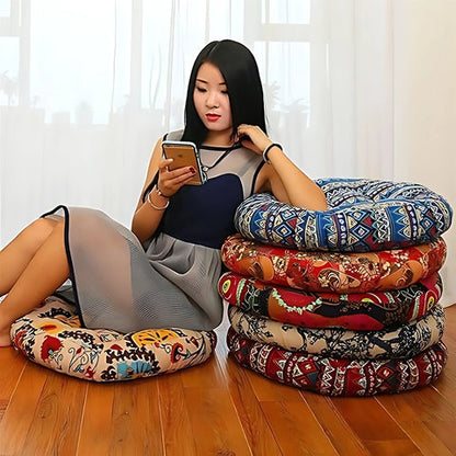 BohoBloom – Coussin de sol rond en coton