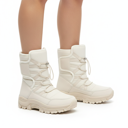 Women's Insulated Waterproof Winter Boots with Hook-and-Loop Closure for Snow & Ice