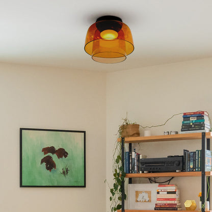 Layered Glass Ceiling Light Modern Multi-Tier Flush Mount Fixture with LED Hardwired for Kitchen Dining Room Bedroom Living Room