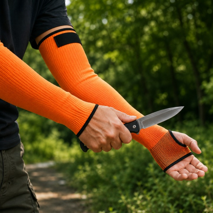 Cut-Resistant Forearm Guards with Hook-and-Loop Straps – 16 Inch Protection Sleeves for Gardening & Workshop Use