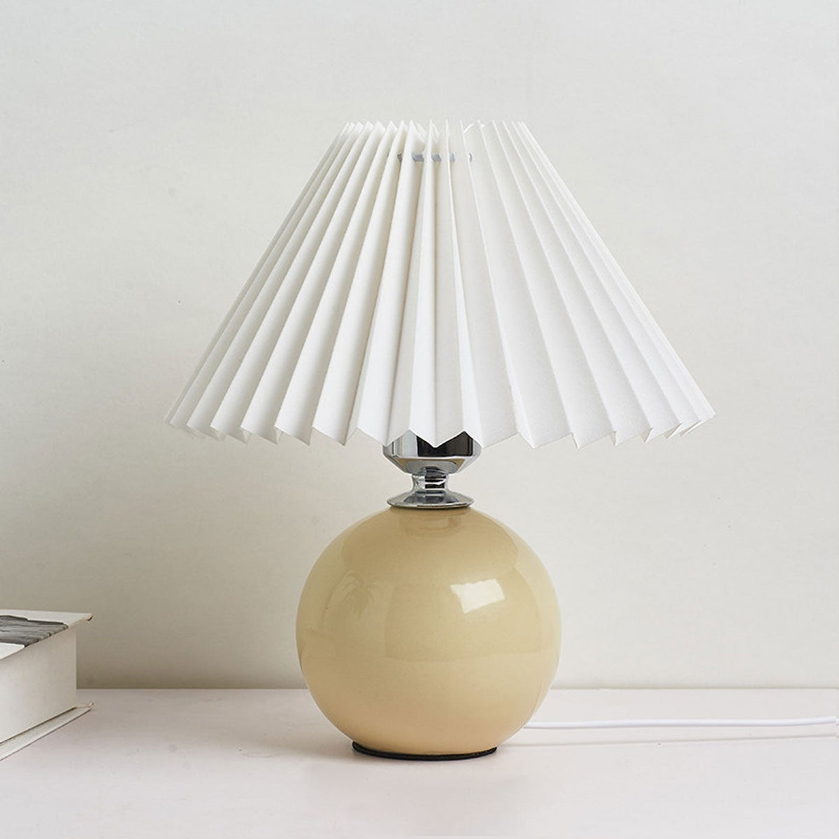 Ceramic Table Lamp with Fabric Shade – Modern Accent Lighting for Bedroom, Living Room & Home Office