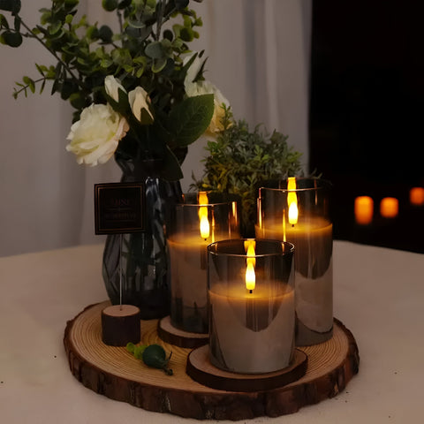 Elysian Flameless Candle Set - 3D LED, electric candle, Safe Ambience
