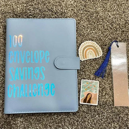 Cash Savings Tracker Organizer with 100 Labeled Pockets – Money Management Planner System – A5 Budget Book with Reusable Chart for